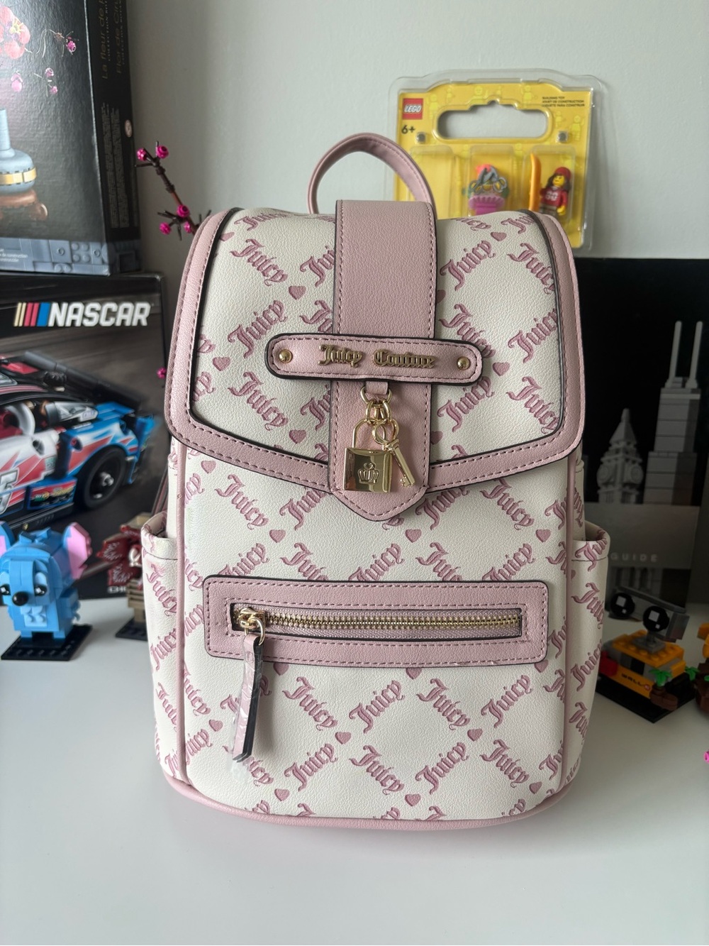 Juicy couture small pink and cream backpack